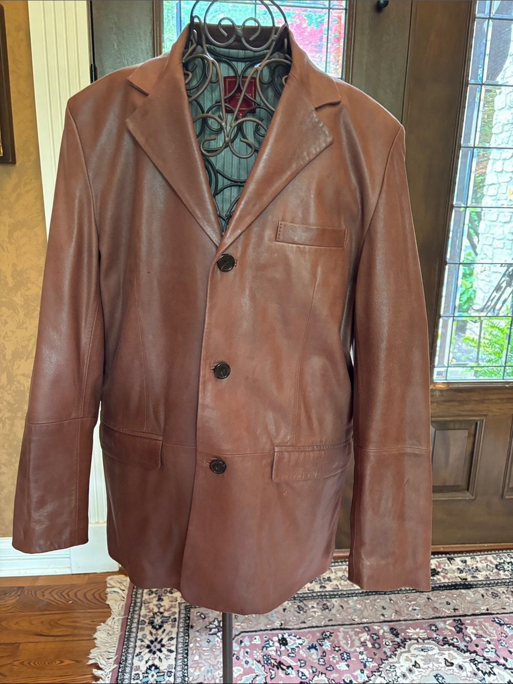 Cole Haan Men's Chestnut Brown Leather Sport Coat